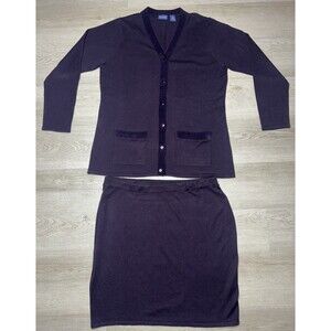 Vintage Hillard And Hanson 2 Piece Skirt And Sweater  Purple V Neck Acrylic XL